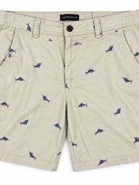 St. John’s Bay Men’s 36 Khaki Embroidered Marlin Fish Chino Shorts